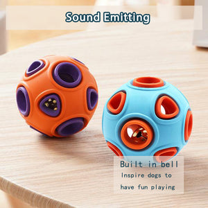 Small dog rubber chew toy with bell