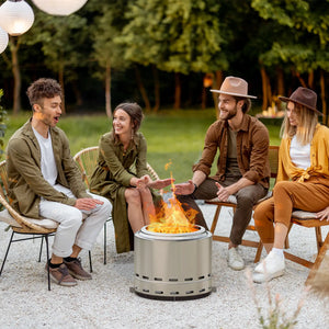 19.5 inch smokeless fire pit portable outdoor wood burning fireplace