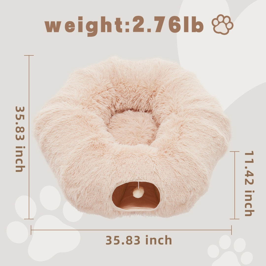 round soft cat bed with tunnel design for indoor use