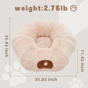 round soft cat bed with tunnel design for indoor use