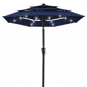 3 layer solar patio umbrella LED lights outdoor garden