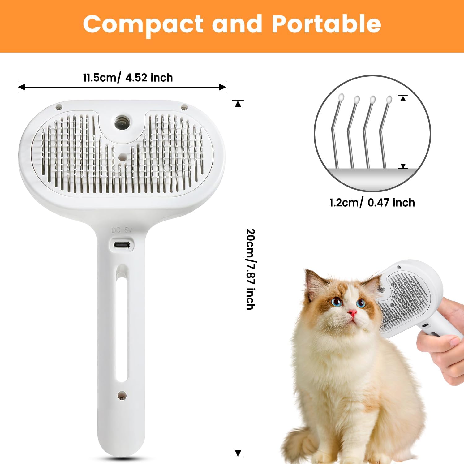 pet grooming brush with water spray for smooth coat care