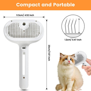 pet grooming brush with water spray for smooth coat care