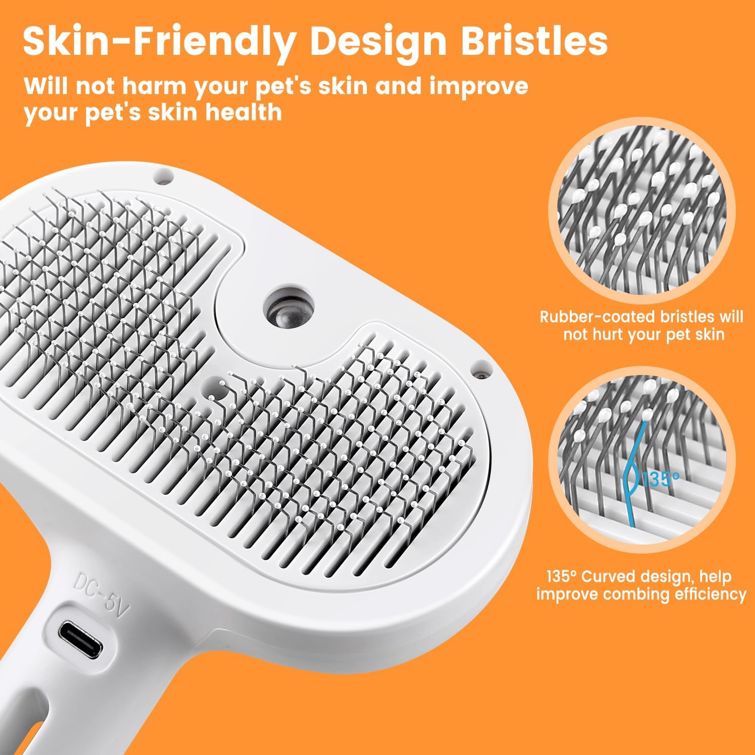 steam spray pet brush used for grooming cats and dogs