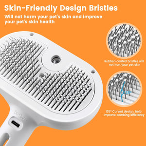 steam spray pet brush used for grooming cats and dogs
