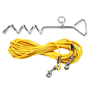 Tangle-free outdoor dog leash with secure ground anchor