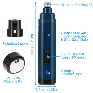 2-speed pet nail grinder for adjustable grooming control