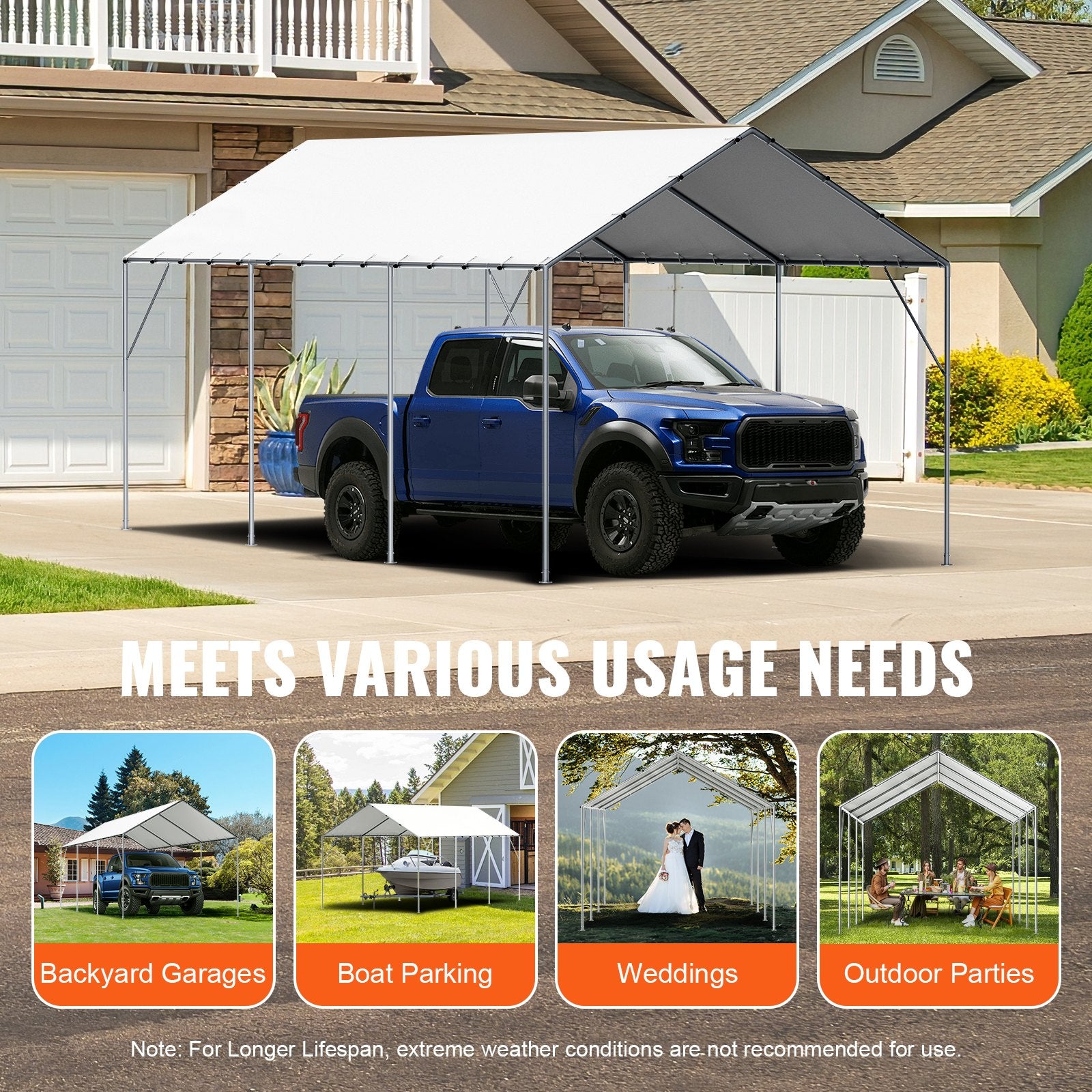 waterproof 10x20 carport canopy cover for outdoor vehicle protection