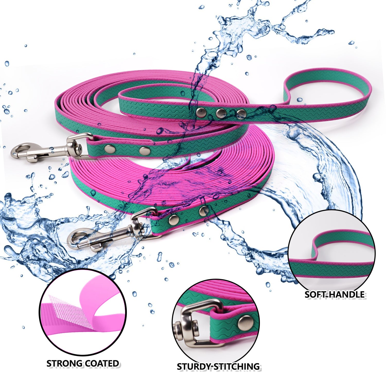 Waterproof PVC dog lead for hiking and camping