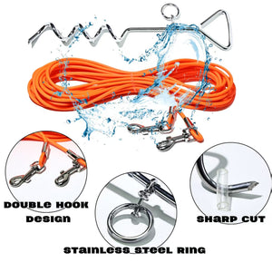 Waterproof PVC-coated dog tether for outdoor activities