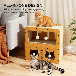 Wood style cat scratching pad lounge for cats